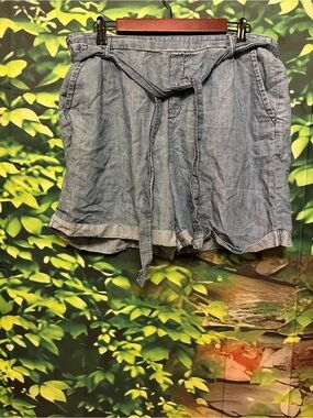 Caslon Light Blue Tie-Waist Denim-Style Shorts